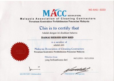 MACC Certificate
